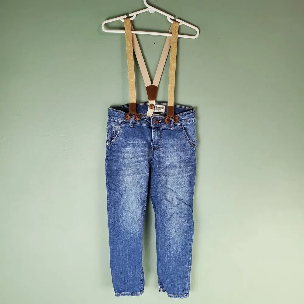 Oshkosh G'Bosh Gold Sparkle Suspender Jeans Size 6